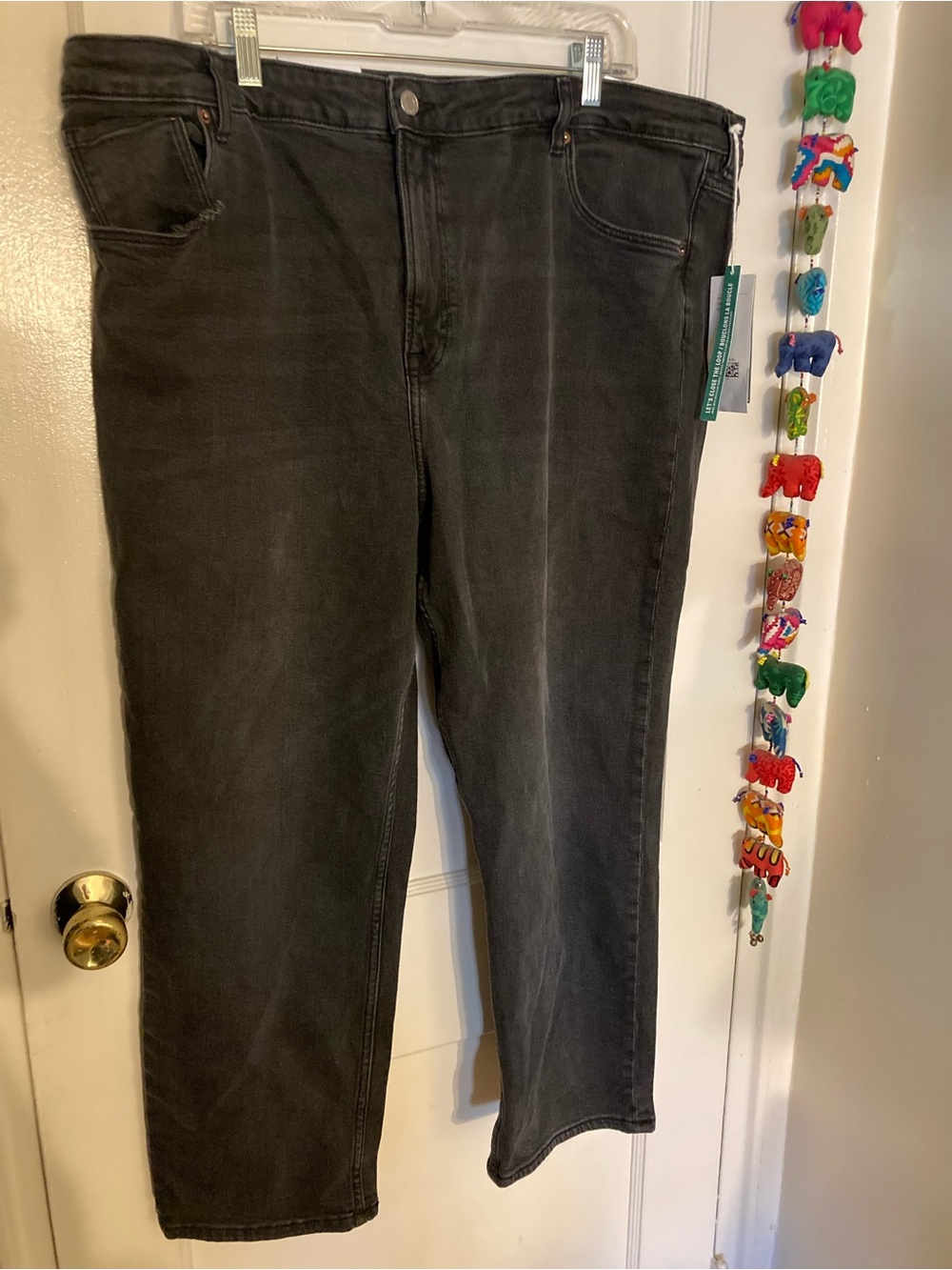 H & M Conscious Vintage Slim High Waist Black Jeans, Straight Fit, size 22 plus